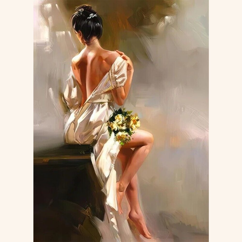 Modern Art Woman In Backless Dress Canvas Art Print 11.8" x 15.7" Stunning! Home & Garden:Home Décor:Posters & Prints Style Your Walls